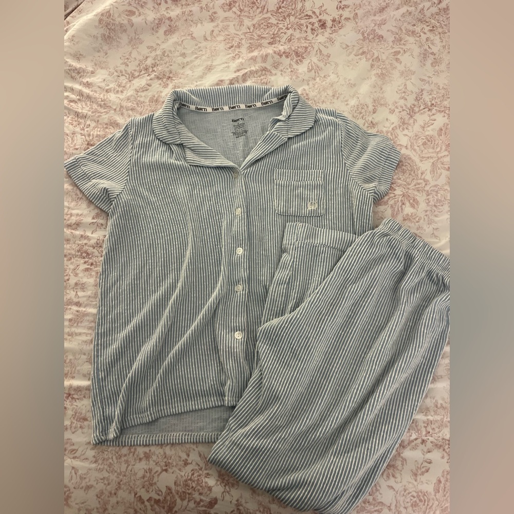 Hanes Blue and White Striped Pajama Set